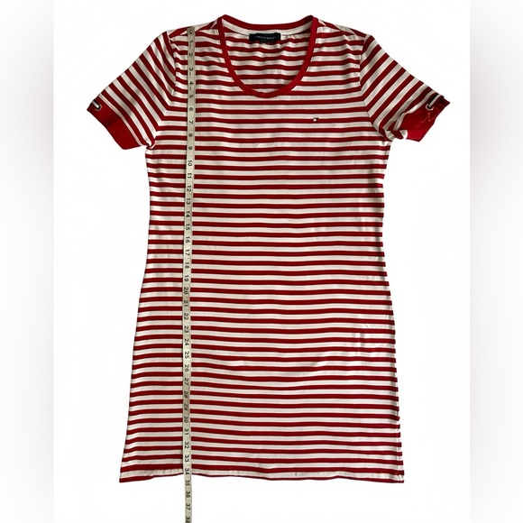 Tommy Hilfiger Heritage Stripe T Shirt Dress M Red White Grommet Nautical - Picture 8 of 11